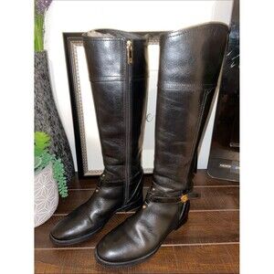 Tory Burch Brita Black Leather Tall Riding Boots Size 6M EUC
